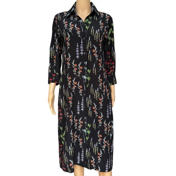 Tucker Vogue Fall 2018 collection 100% silk floral button down midi dress XS - Picture 3 of 11